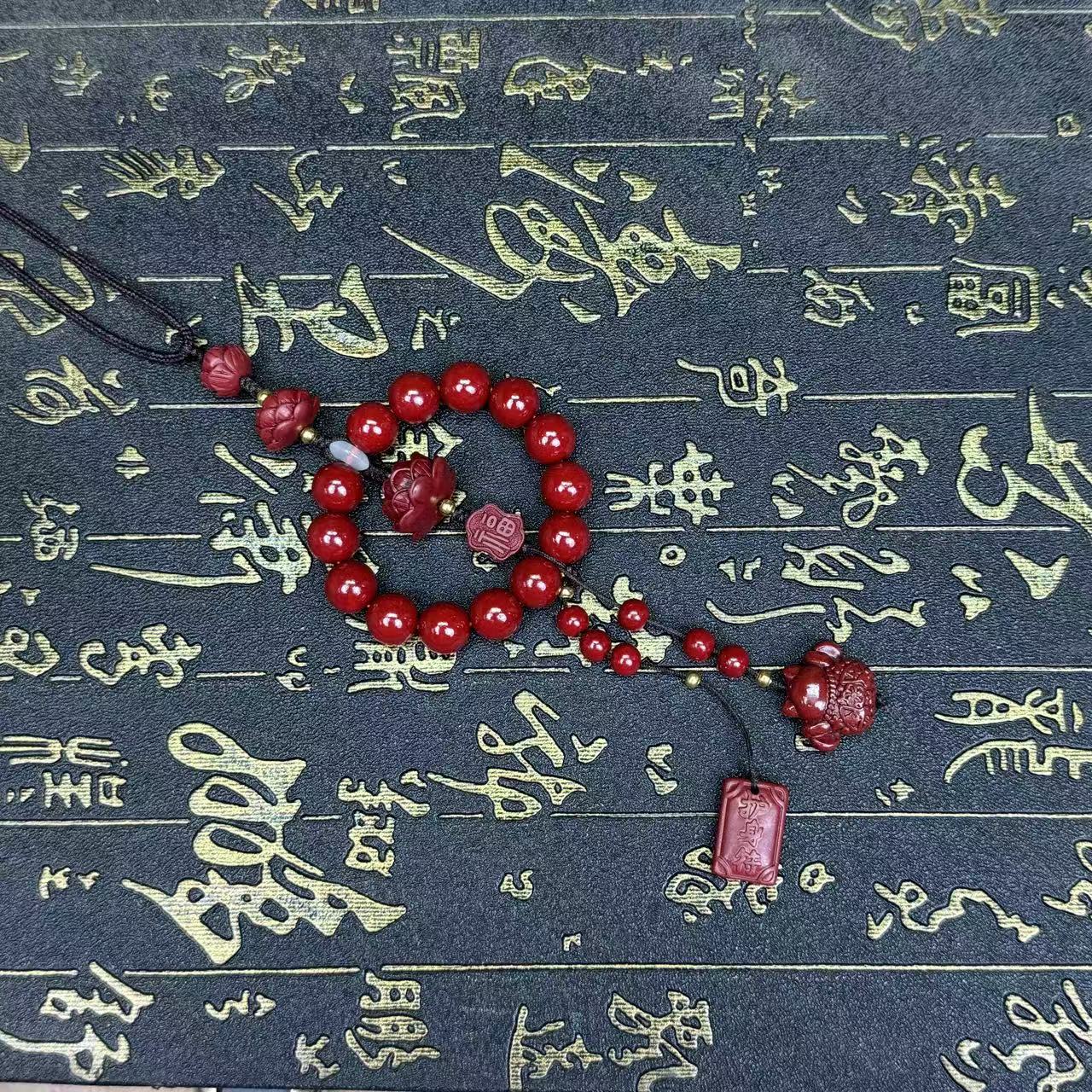 天然辰砂朱砂车挂步步生莲K500 无礼盒