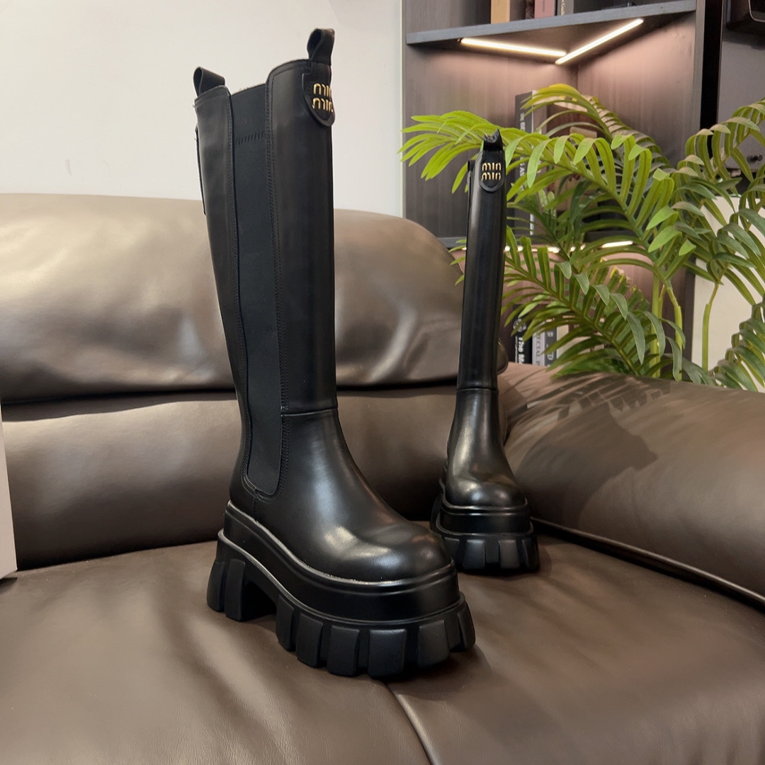 2024每天广州正版小个子穿搭厚底9厘米英伦风骑士靴靴子女靴～抖
