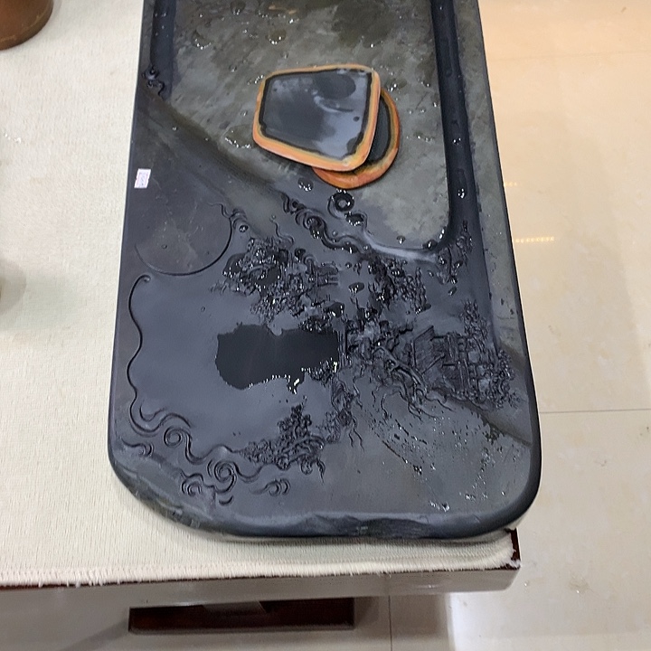 十***️歙砚石茶盘，尺寸：76*36*5