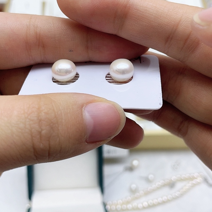 淡水珍珠耳饰银S925镶嵌花***3