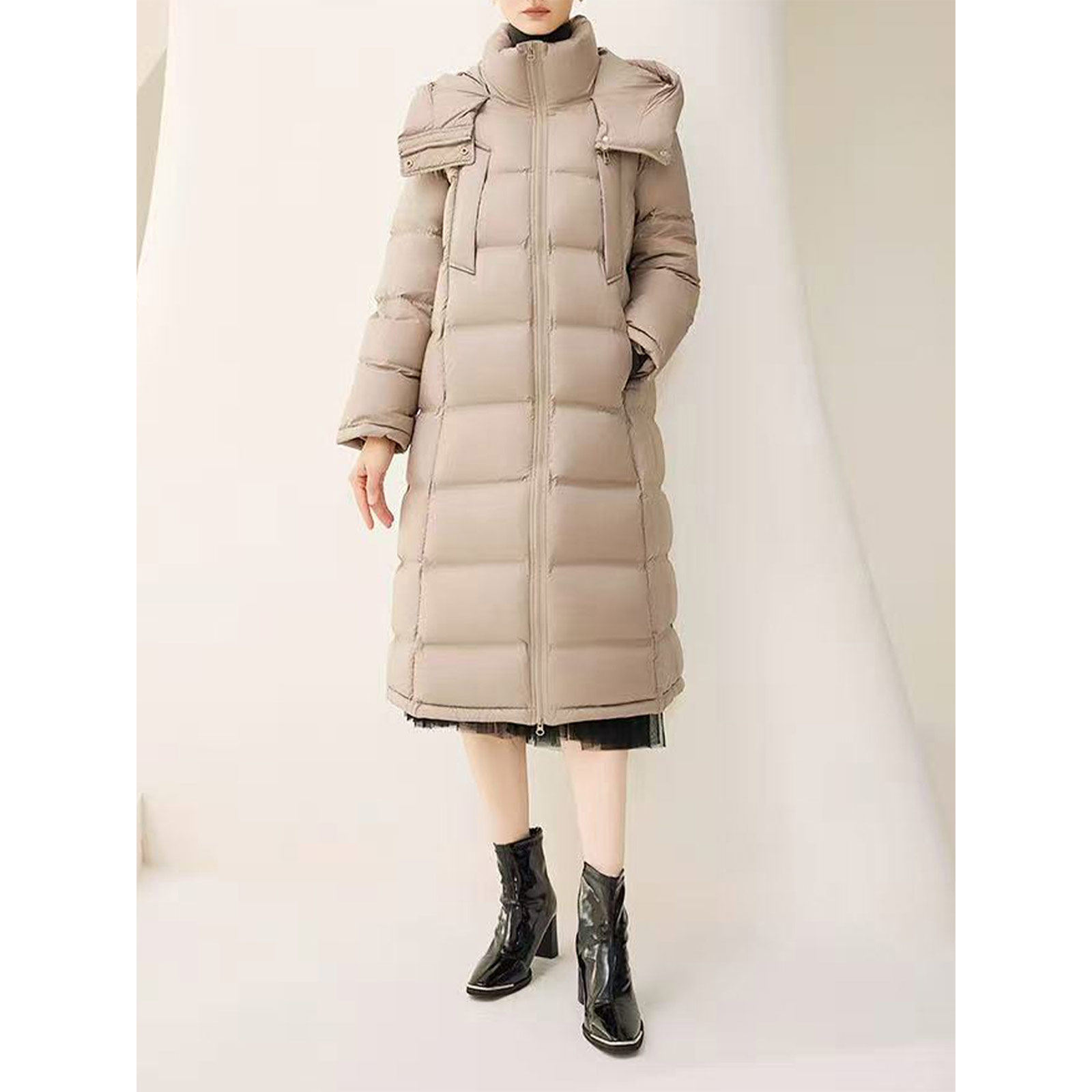 老敏哥 【90鹅绒】气质显瘦中长款羽绒服冬季显瘦保暖外套ASX015