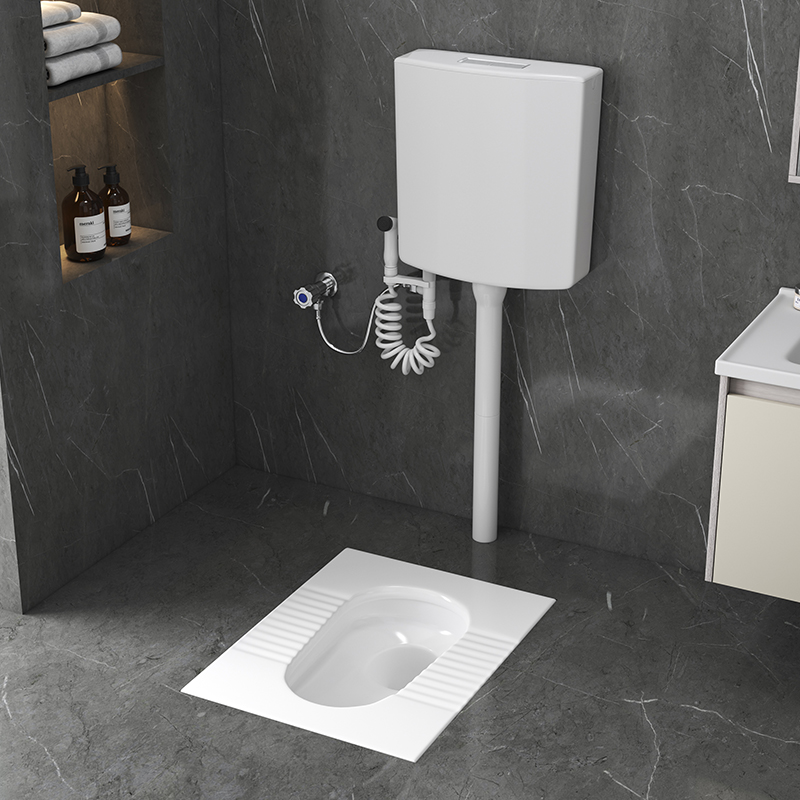明装蹲便器水箱套装防滑易洁釉面适用多种场景