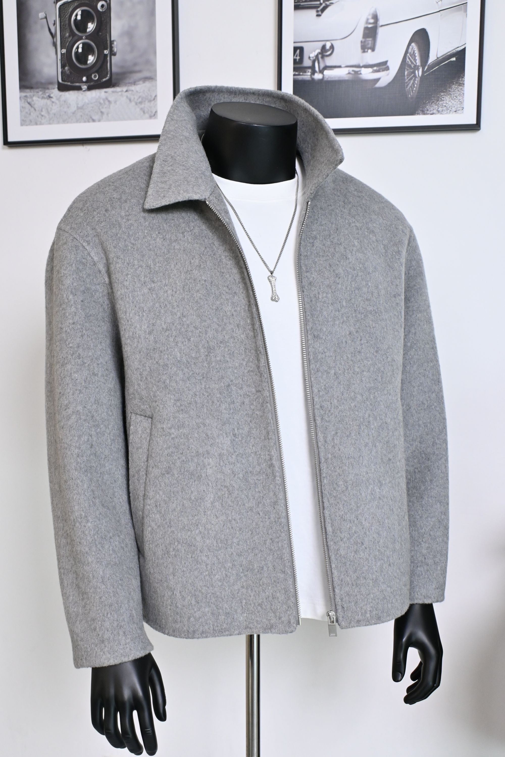 95白鸭绒羽绒可拆卸内胆棉羊毛双面呢翻领简约休闲秋冬男士外套