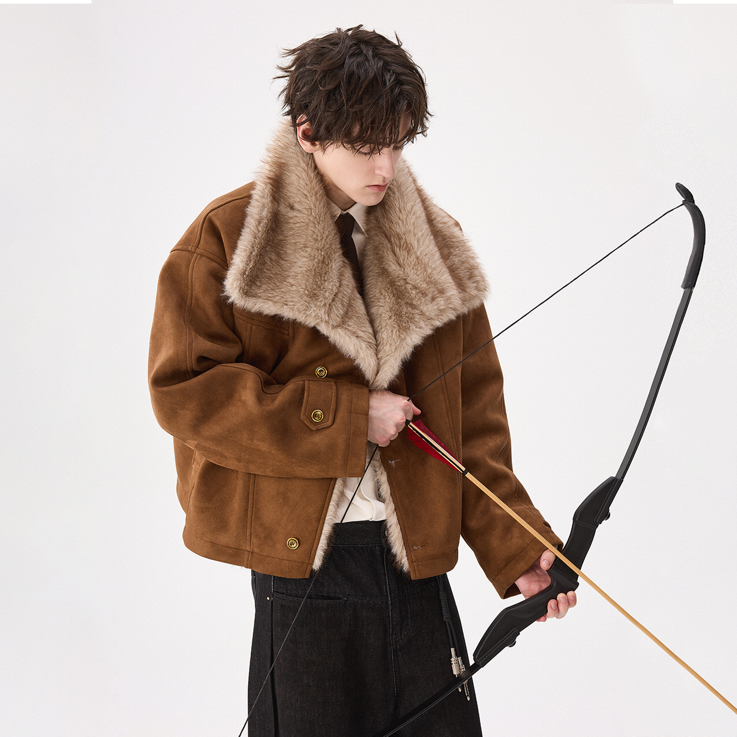 CHICERRO西西里男装高级感麂皮绒座山外套时尚休闲复古加厚冬季