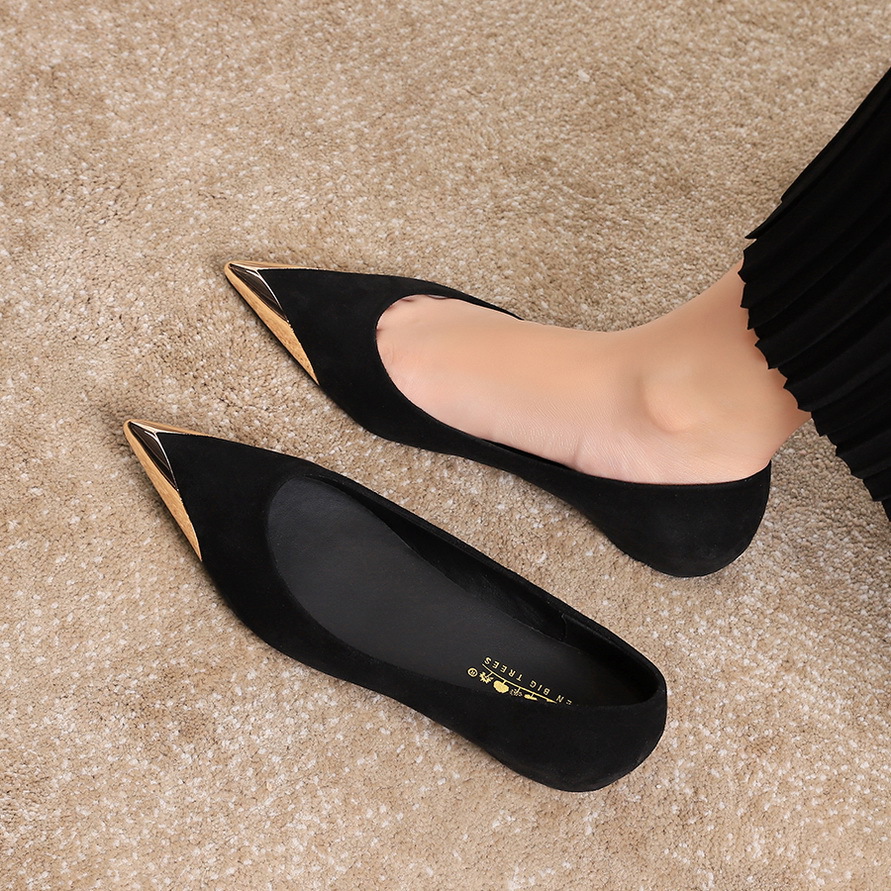 欧美时尚宴会金属尖头浅口单鞋女气质舒适一脚蹬内女鞋