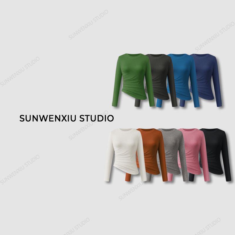 swx studio5店 “小蛮腰”秋冬基础款好身材显瘦纯色打底T恤