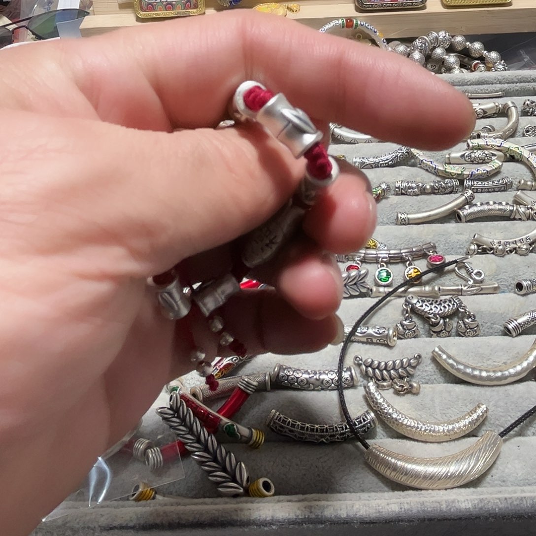 吊坠足银珐琅四个竹节