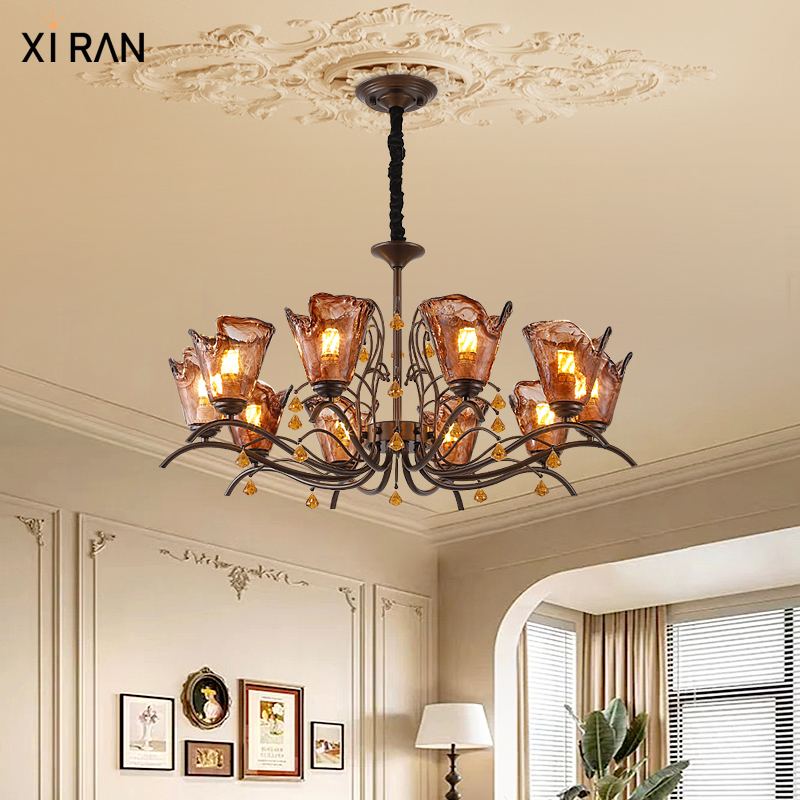 美式客厅吊灯法式美拉德高级感大气复古灯轻奢中古风餐厅卧室灯具