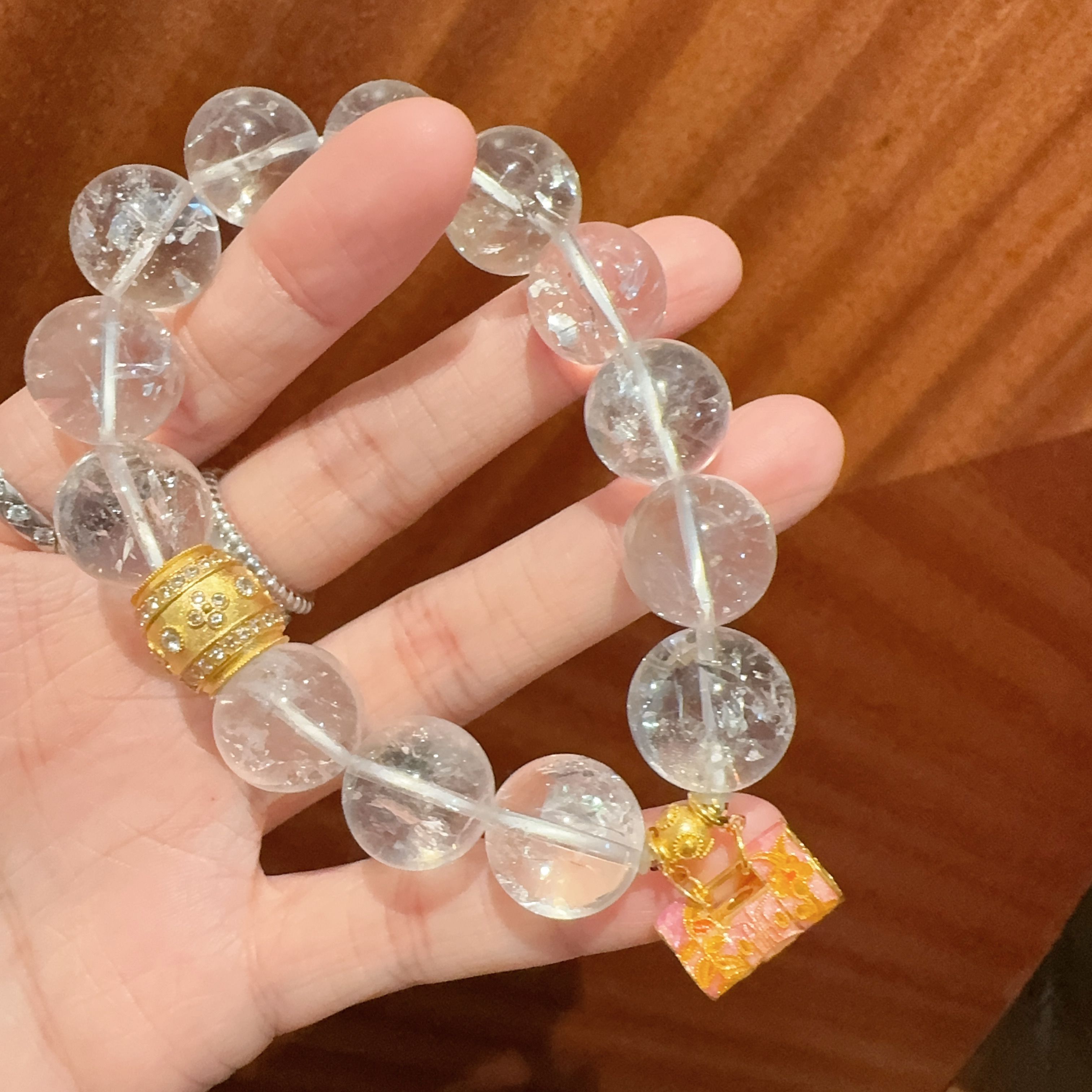 T107未镶嵌白阿塞水晶手串0304