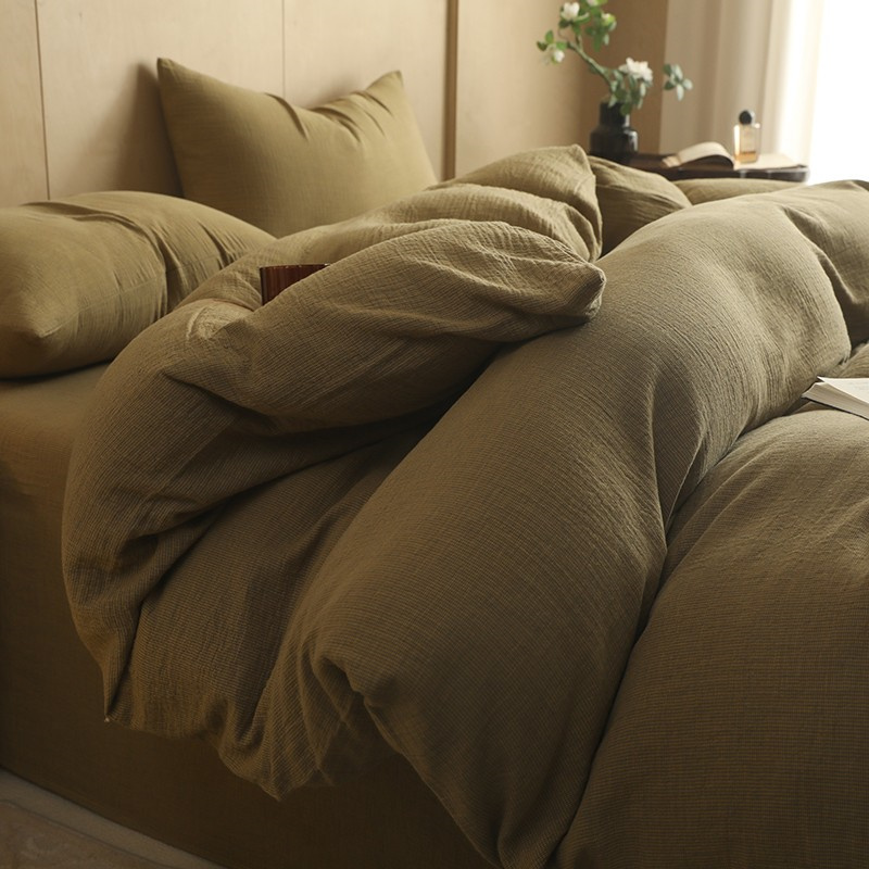 A类<全棉><色织><提花><双层纱>100%纯棉被套单件被罩