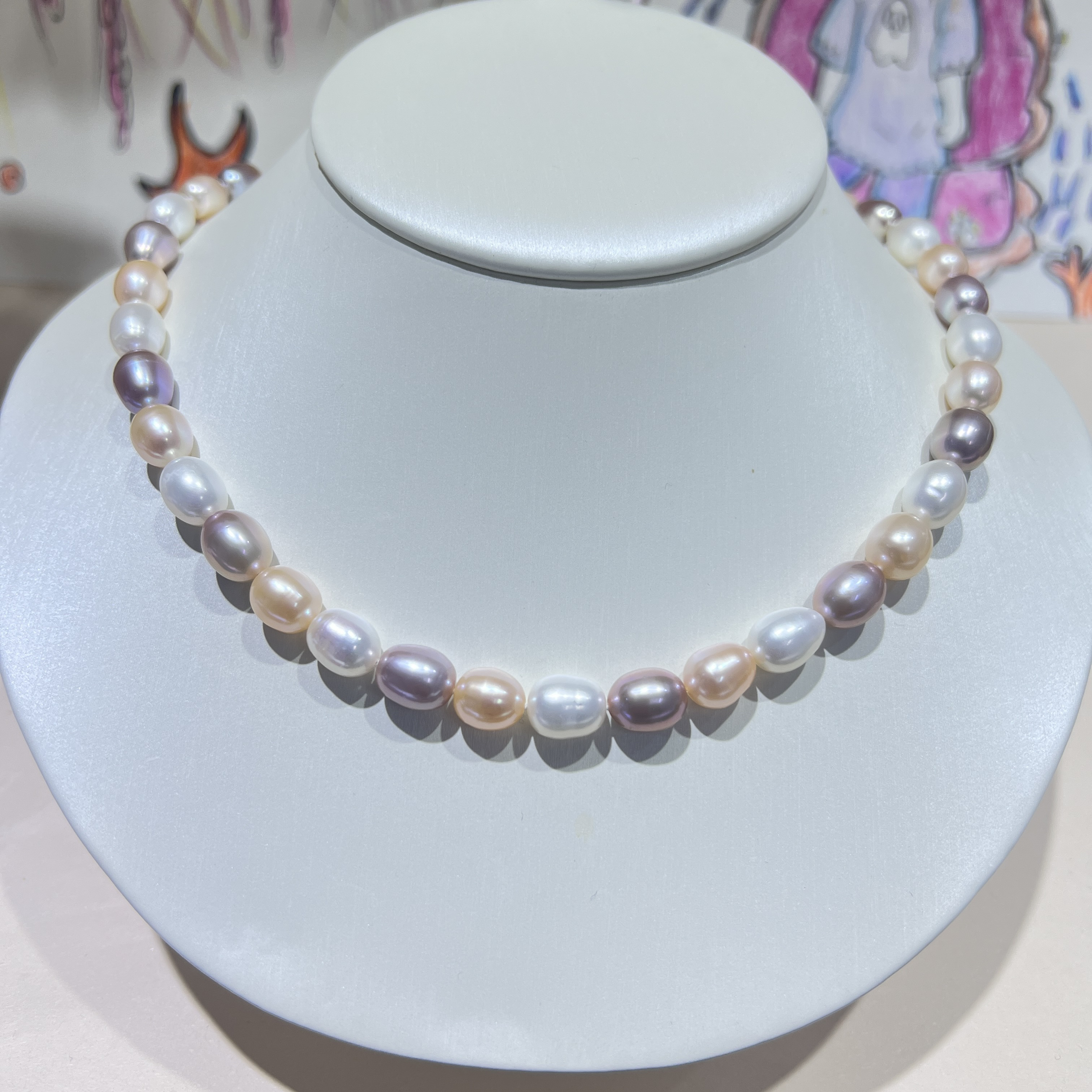 淡水珍珠项链糖果色颈饰炫彩8-9mm（多样性发货1）