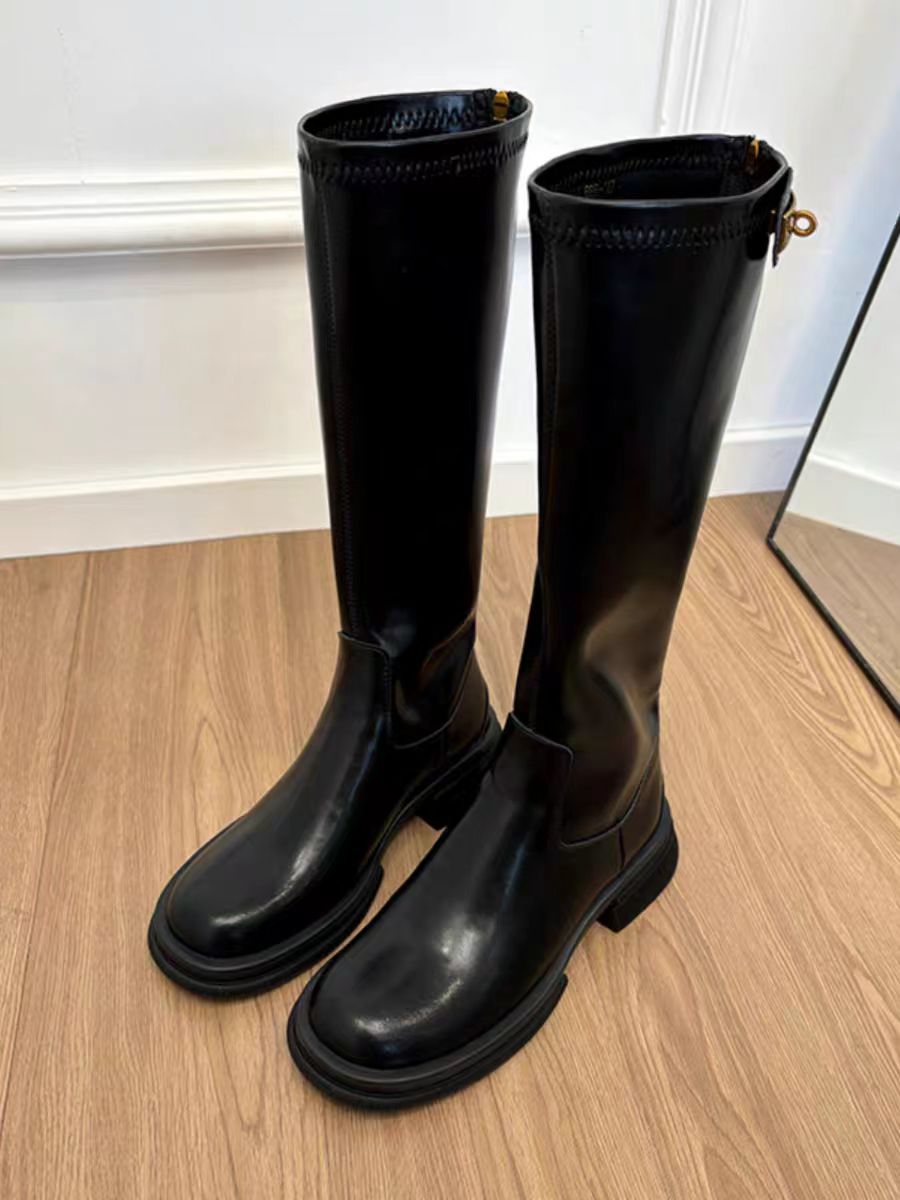 肥仔女鞋 160 秋冬新款时尚百搭气质骑士长靴长筒女靴