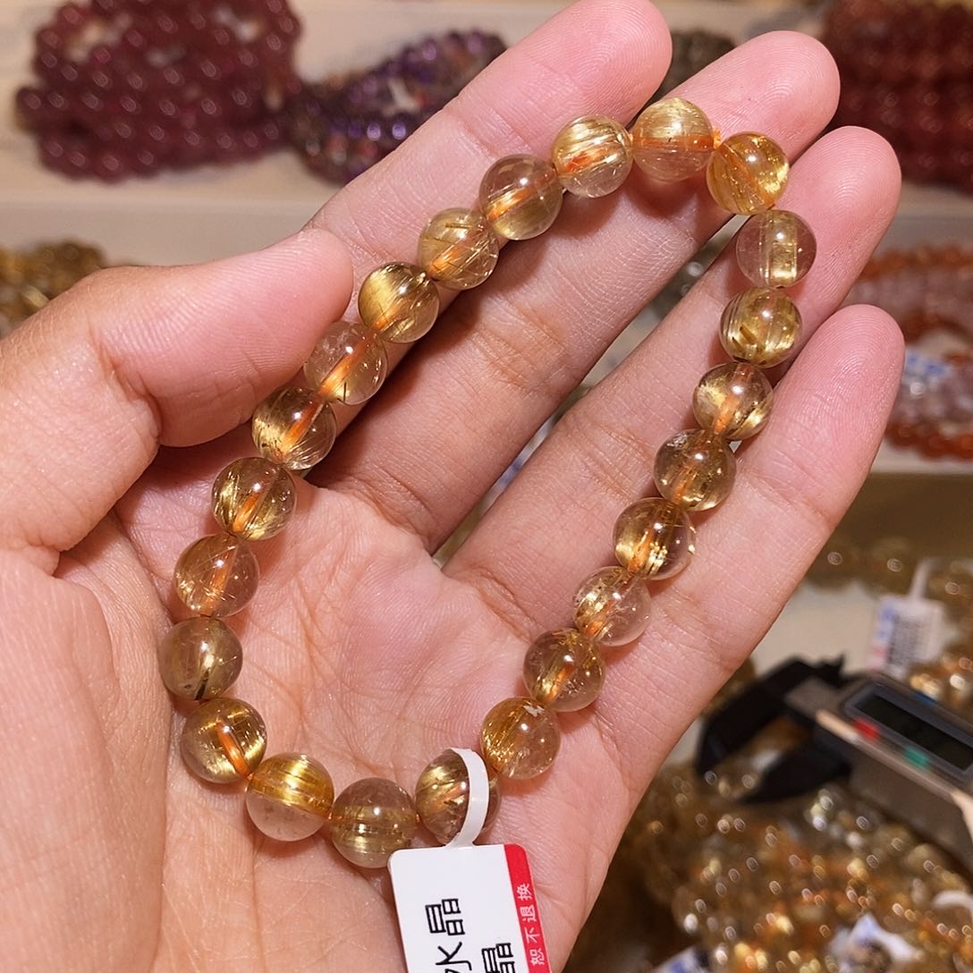 ****酱发晶手链未镶嵌顺发钛晶8mm