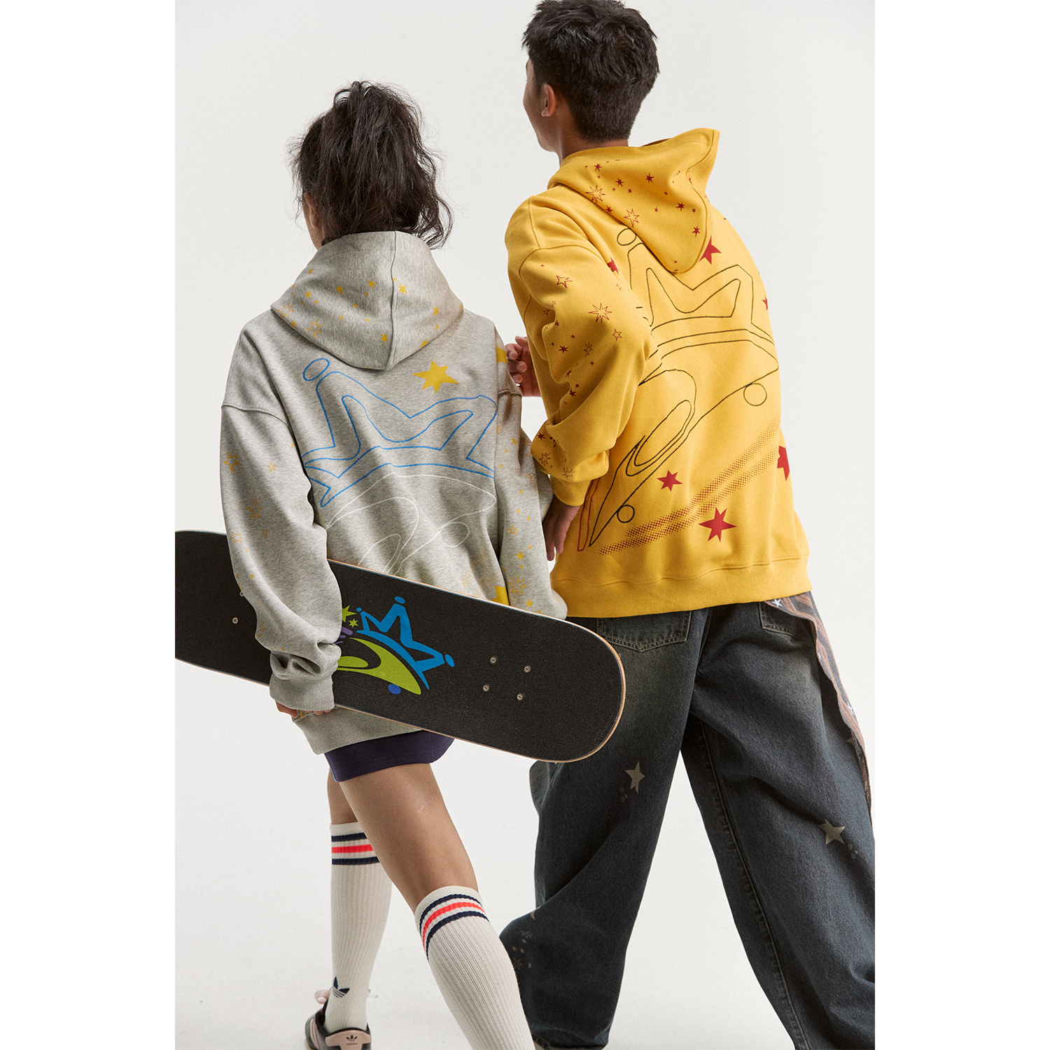 江南先生"NewJNXS×Maven"重磅街头牛奶丝绣花卫衣秋休闲宽松上衣