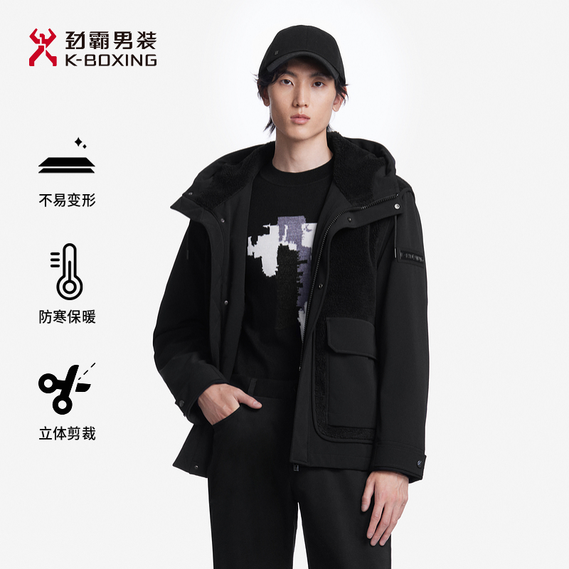 【含绵羊毛】劲霸男装秋冬休闲工装风保暖夹克棉服外套男款FMDT3107