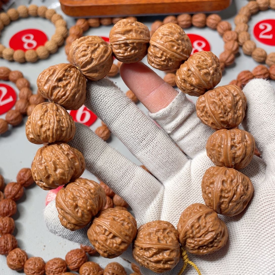 文玩核桃手串水波纹窝头磨盘25mm