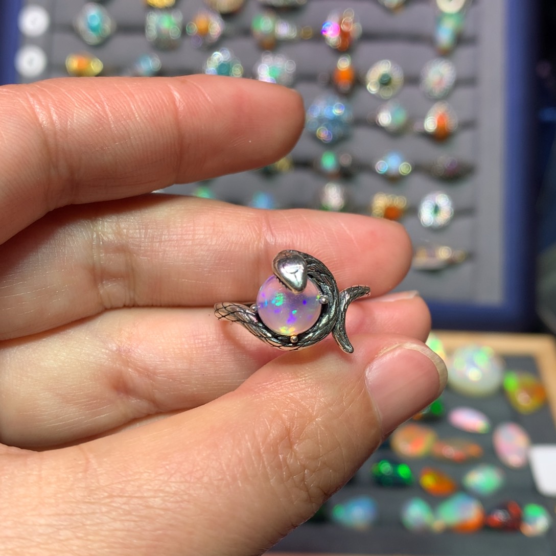 欧泊戒指款式银S925镶嵌