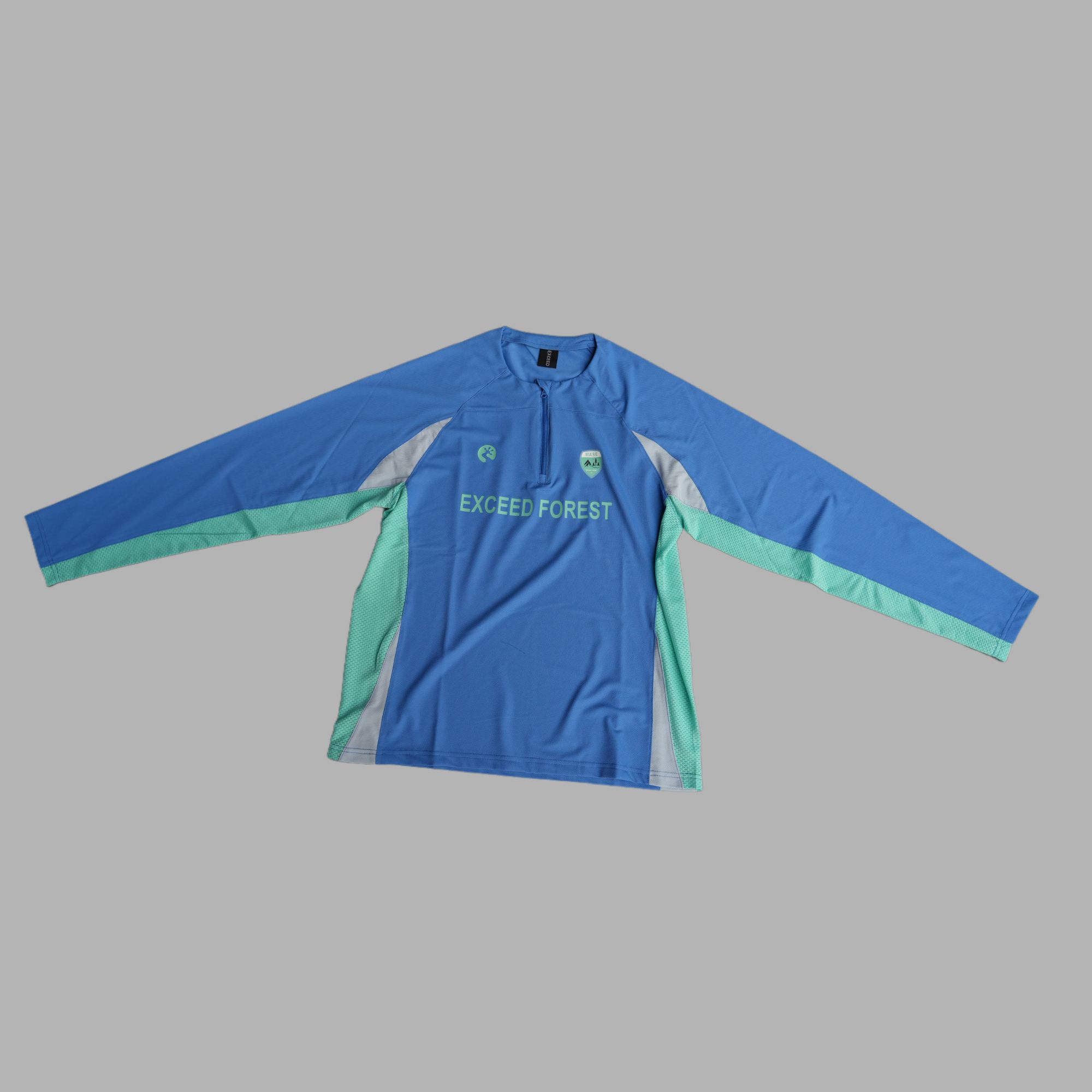 【国潮新锐】速干透气层拼接撞色半拉链印花运动骑行长袖T恤