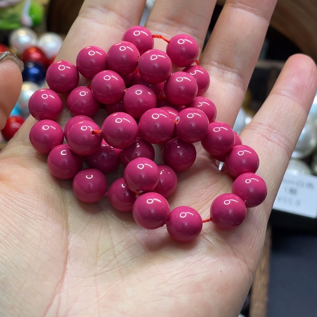 10mm贝珠玫粉色一条手工diy配珠