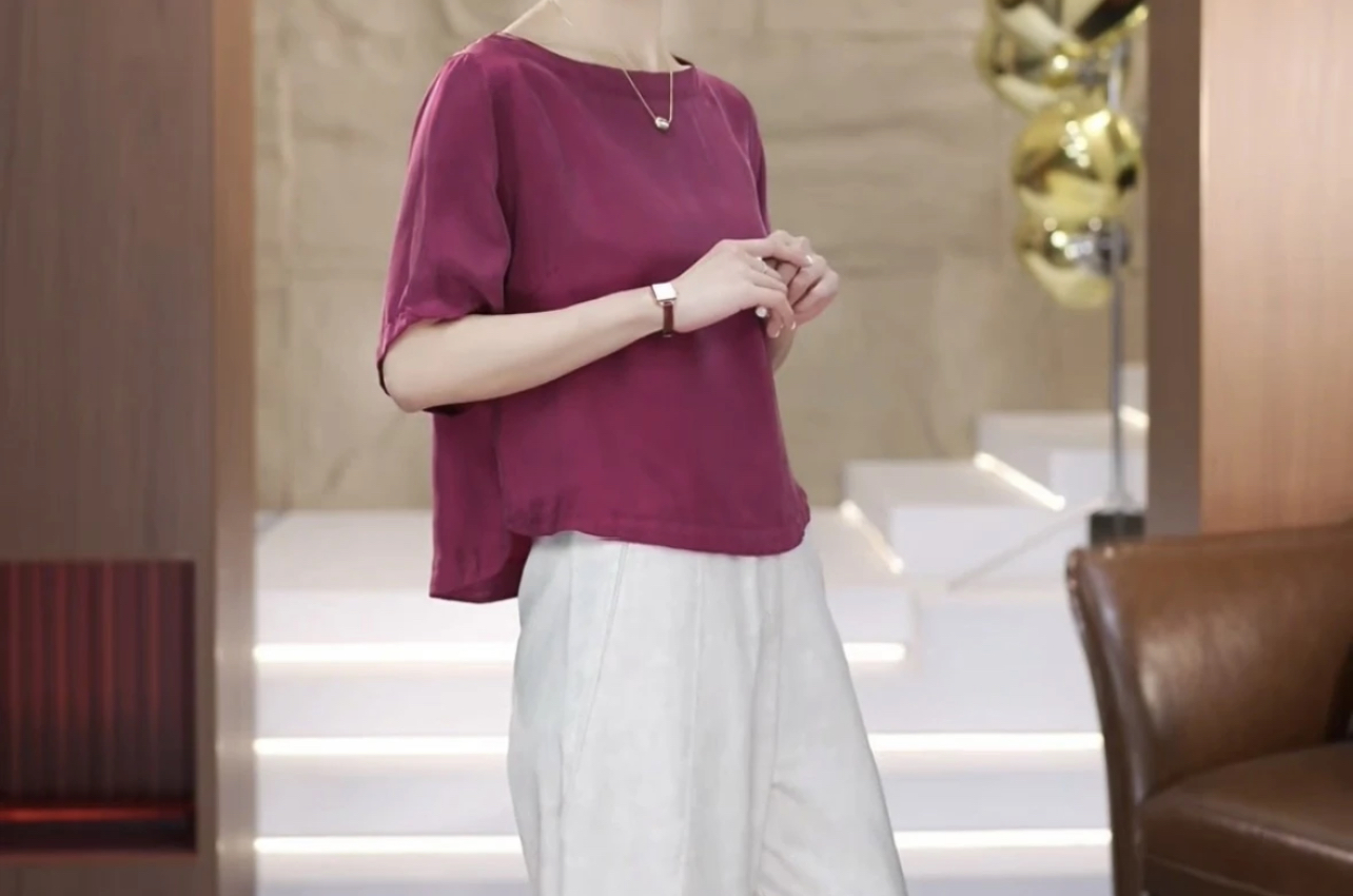 2025夏季大气显瘦气质时尚大圆领禅意风小衫2531