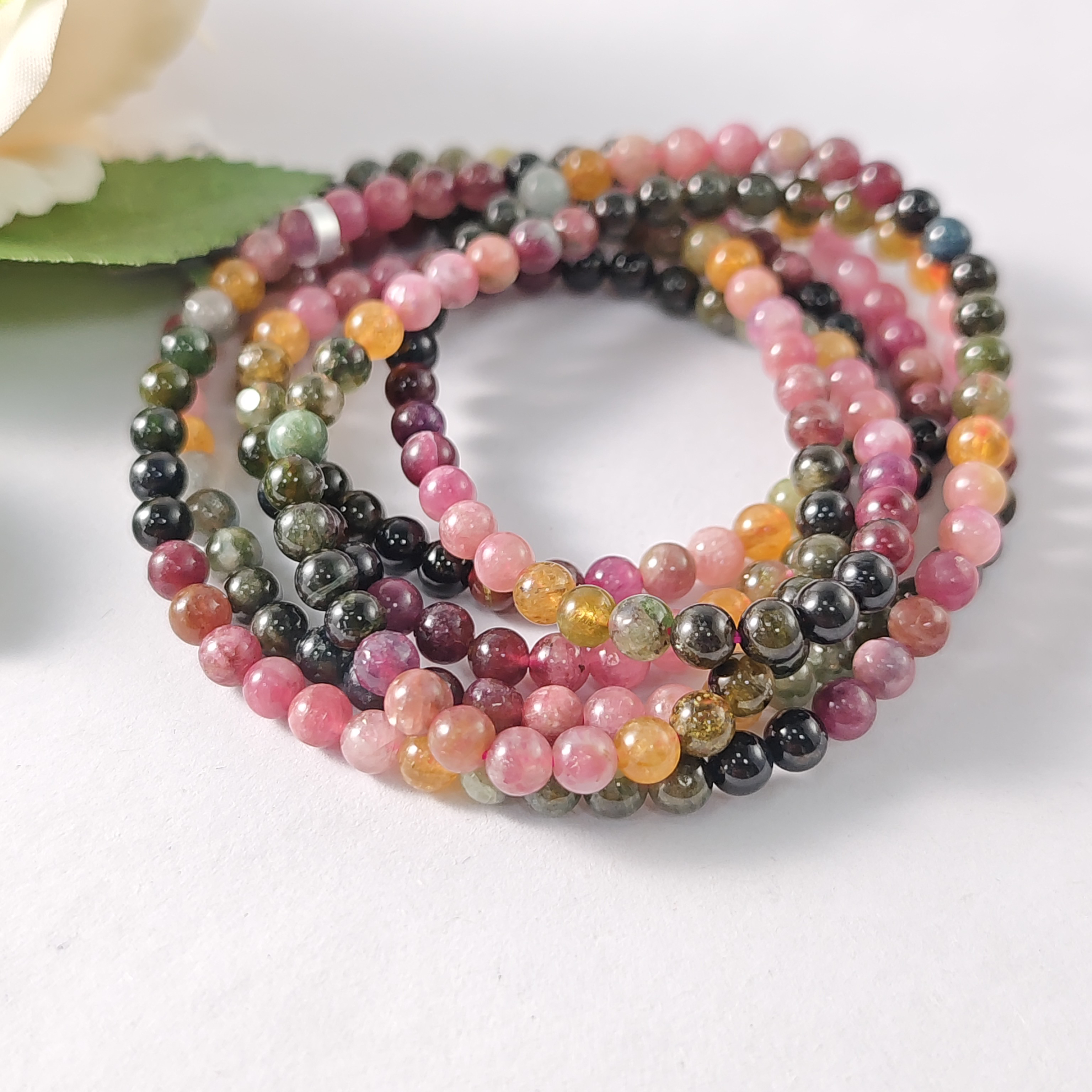 【书记甄选】天然碧玺三圈手链 多样性发一件 约4mm 6717CK