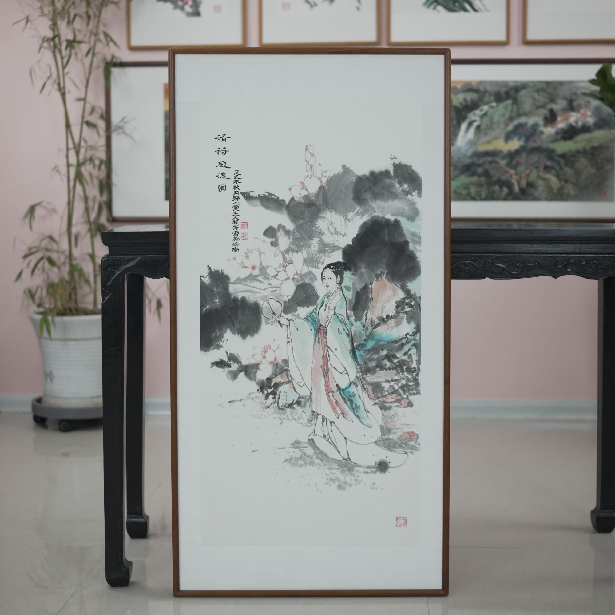 程芳老师手绘国画作品《清荷风流图》尺码122*62厘米