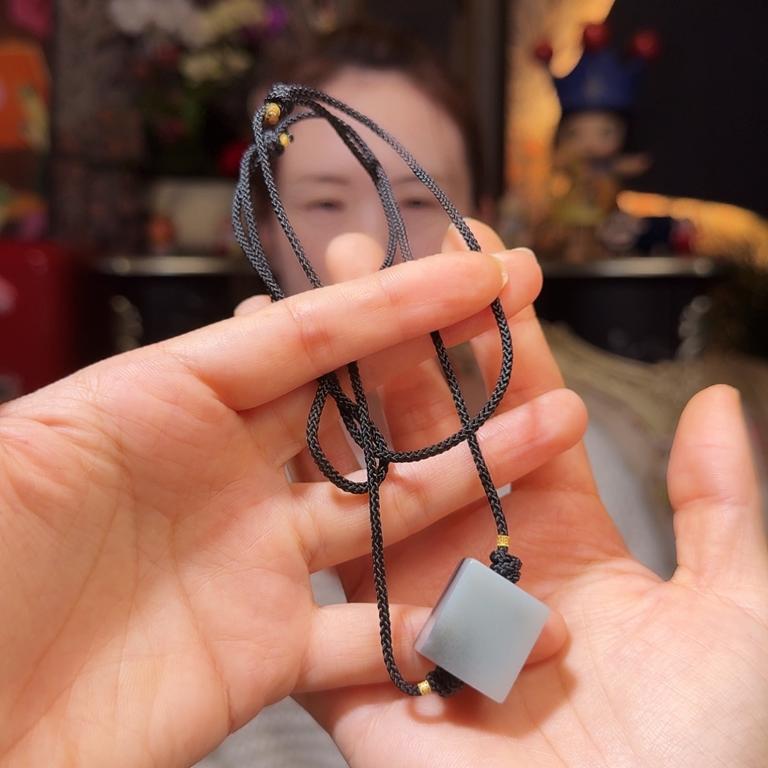 和田玉18K金镶嵌吊坠(不含链)