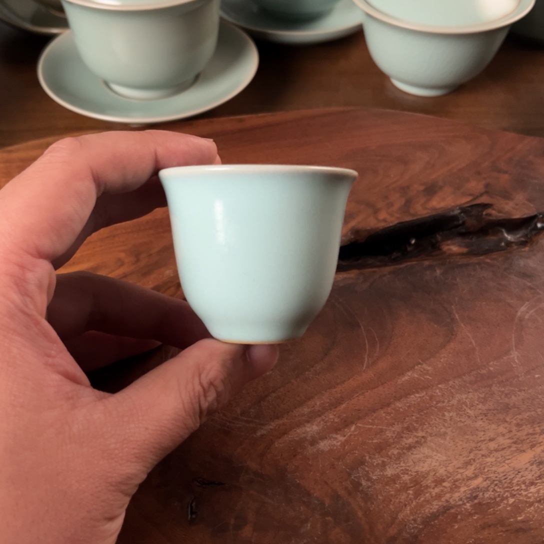 杯子陶玉松汝瓷高端天青釉色闻香杯