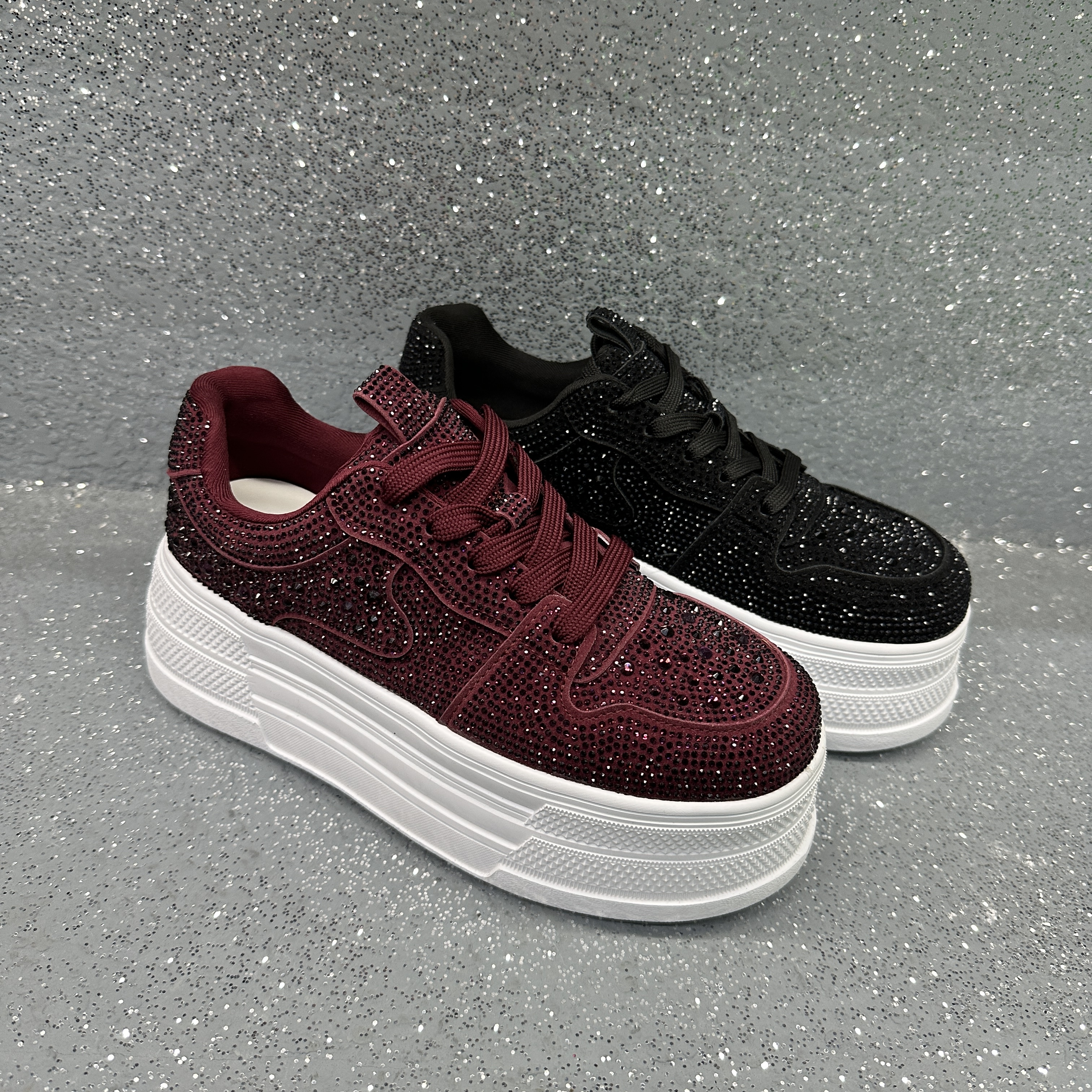 休闲板鞋百搭系带小白鞋休闲鞋时尚满钻低帮春夏网面运动鞋