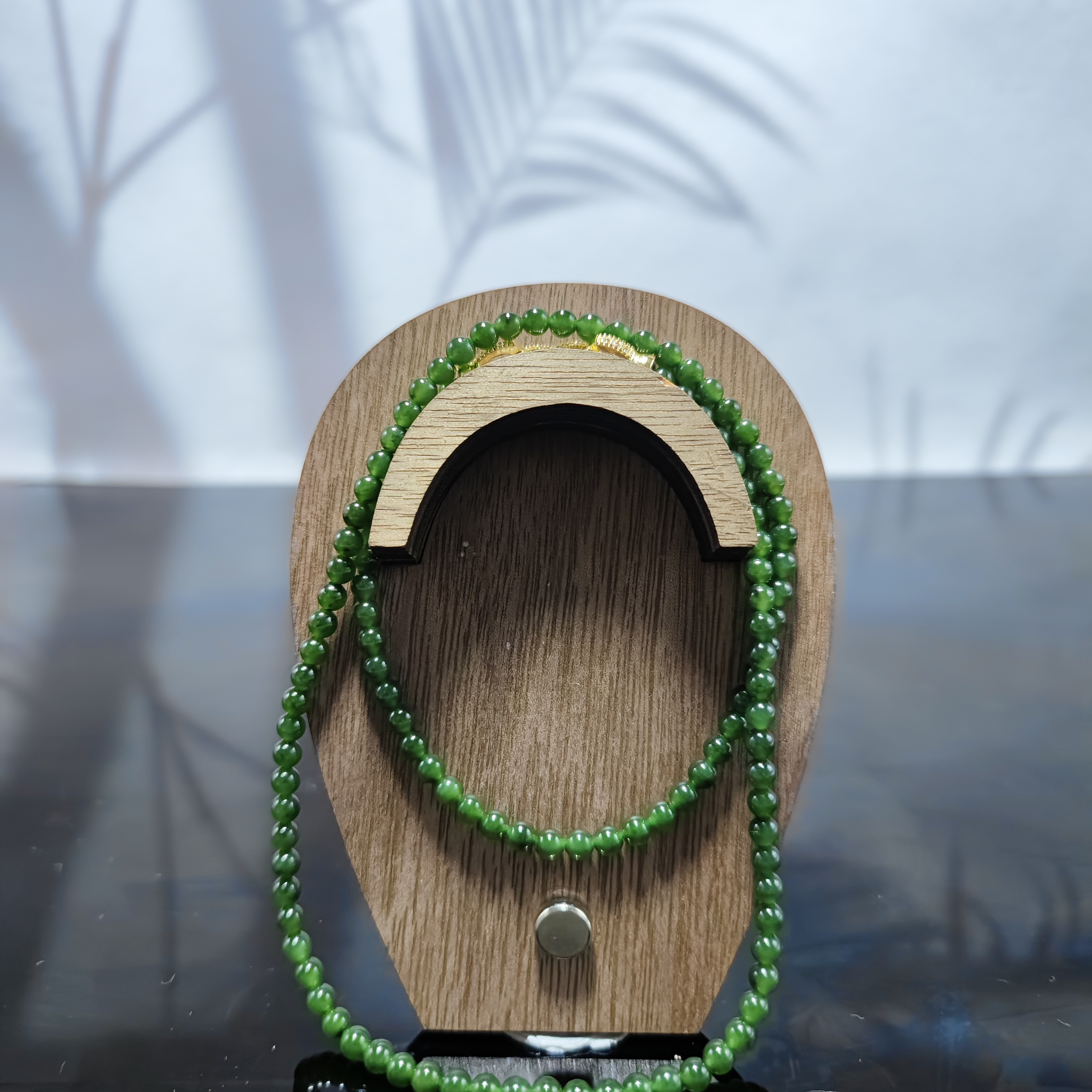 J和田玉碧玉圆珠项链（卡4）1332