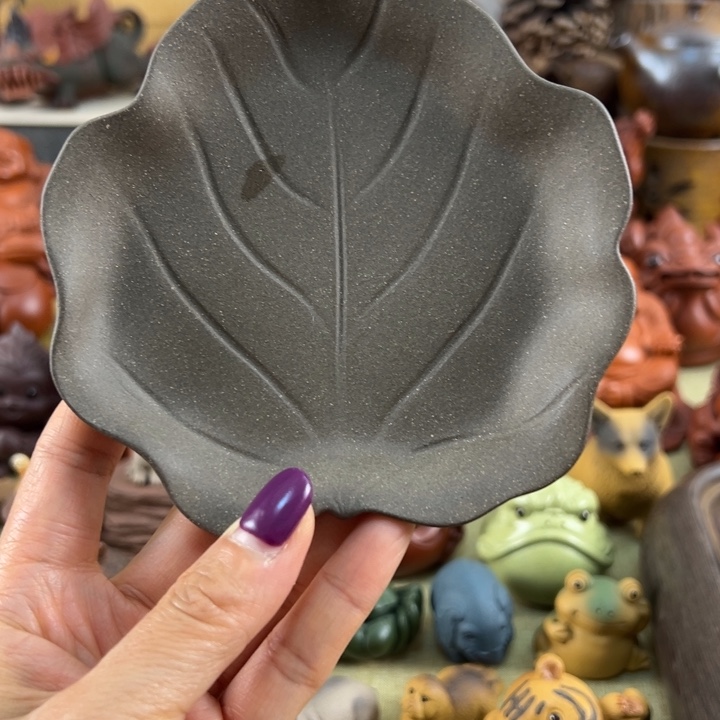 紫砂茶宠紫砂树叶底座