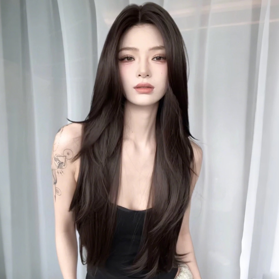 妍公子专属《浩存妹妹》自然黑色气质高层次大面积蕾丝假发头套女