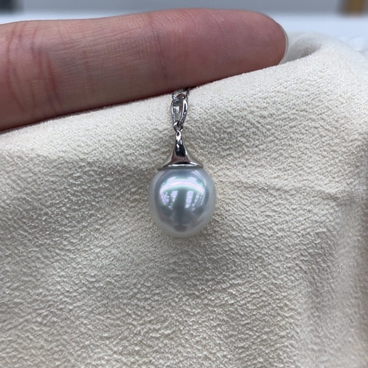 吊坠(不含链)银S925镶嵌海水珍珠银蓝11-12m 82号