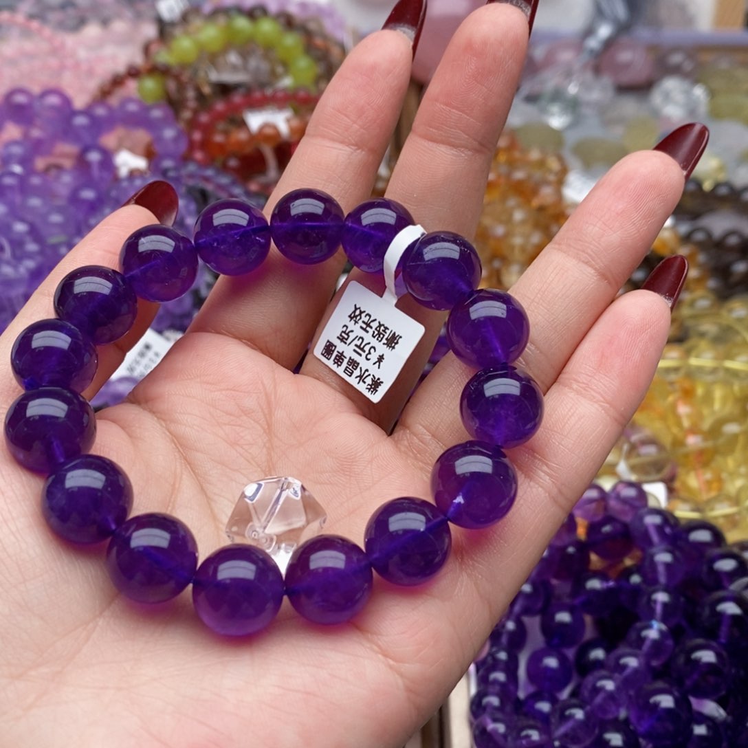 水晶手串未镶嵌卷*吖紫水晶54.8g