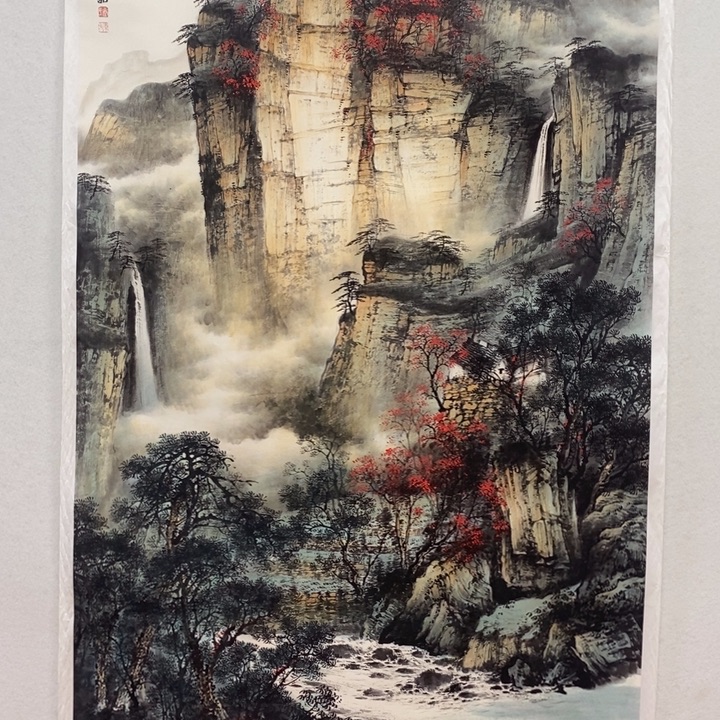 如***轩国画太行金秋六尺竖幅