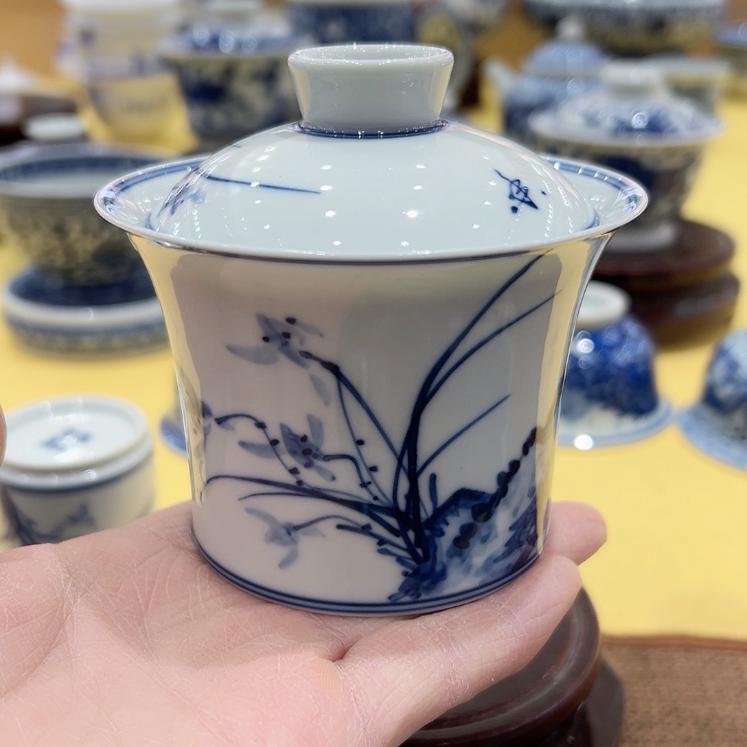 正宗紫晶柴窑写意盖碗