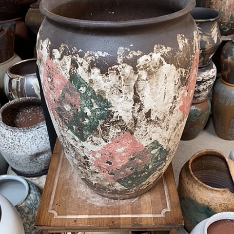 紫砂花盆口26高度41油画