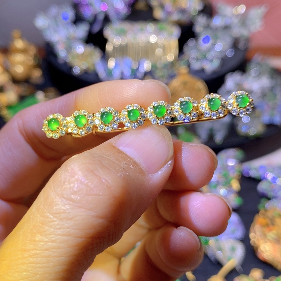 吊坠(不含链)银S925镶嵌翡翠