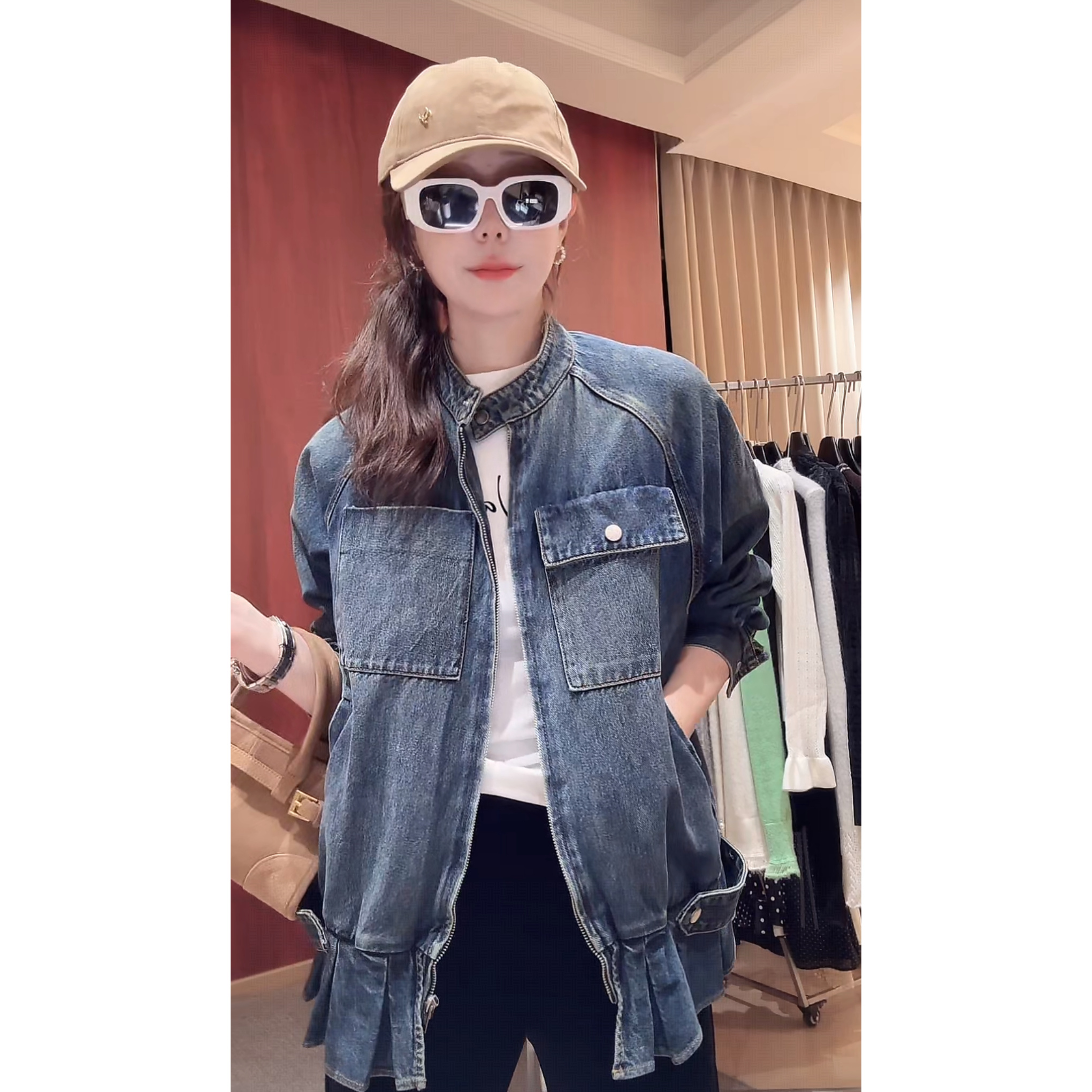 DEDM•STUDIOM小众设计感气质重工水洗拉链款牛仔外套2508WT/N8642