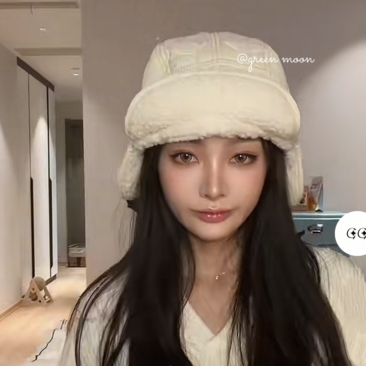 秋冬白色毛绒可爱帽子冬季韩版雷锋帽护耳帽P495