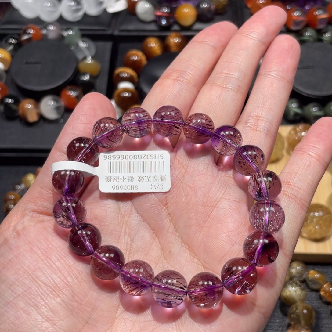 未镶嵌手链水晶紫超七11mm