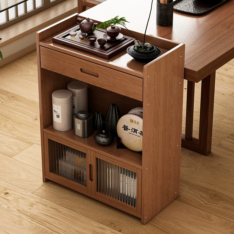 茶叶架子置物架多层收纳茶具展示柜茶室小型博古架实木新中式防尘