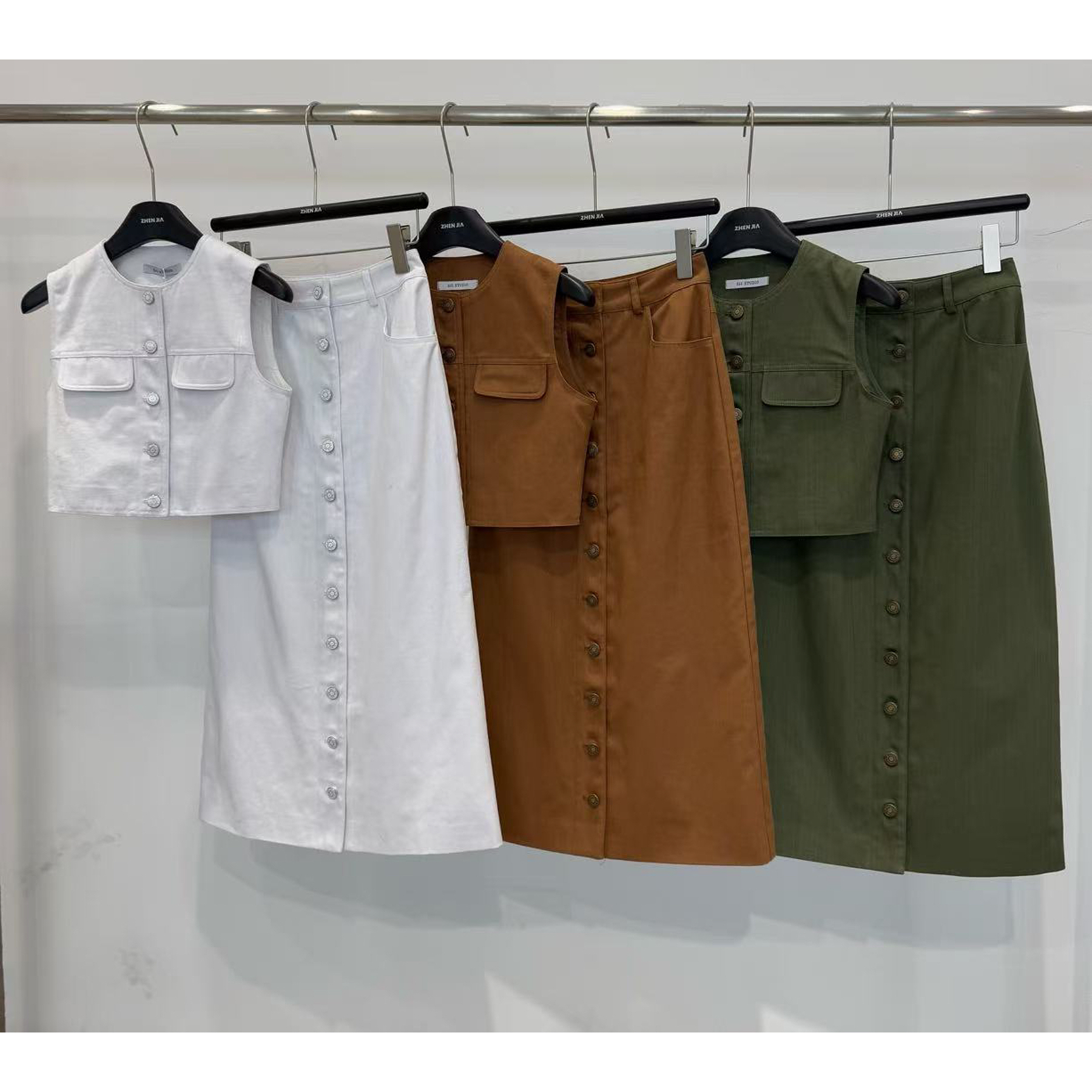 【娇娇私服定制】新款上新休闲排扣背心+半身裙两件套40703#