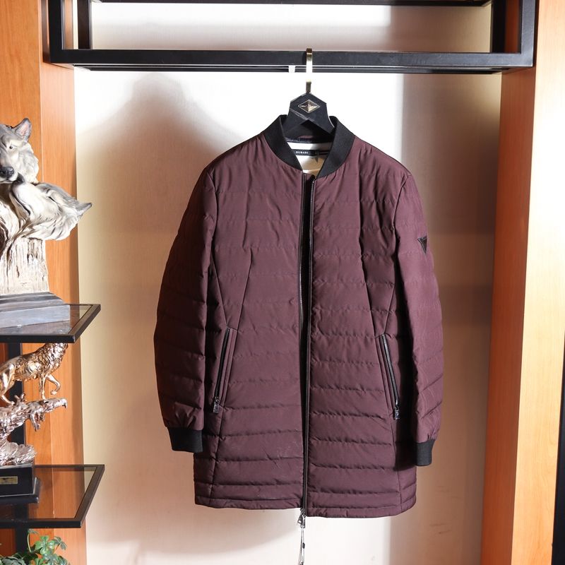  时尚男装剪标尾货 厚实舒适酒红色秋冬款中长款保暖外套