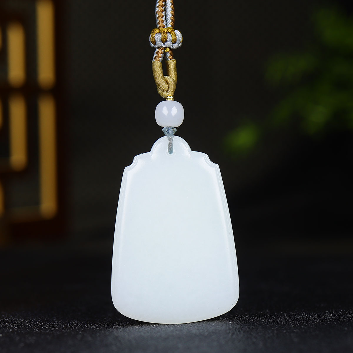 1227123和田玉白玉无事牌挂件