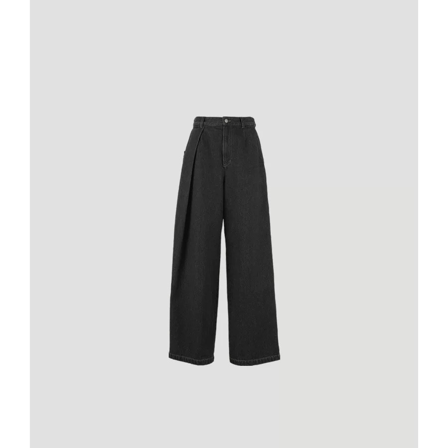 YOEYYOU大倒褶牛仔裤25秋季新款设计师款直筒显瘦休闲阔腿裤长裤