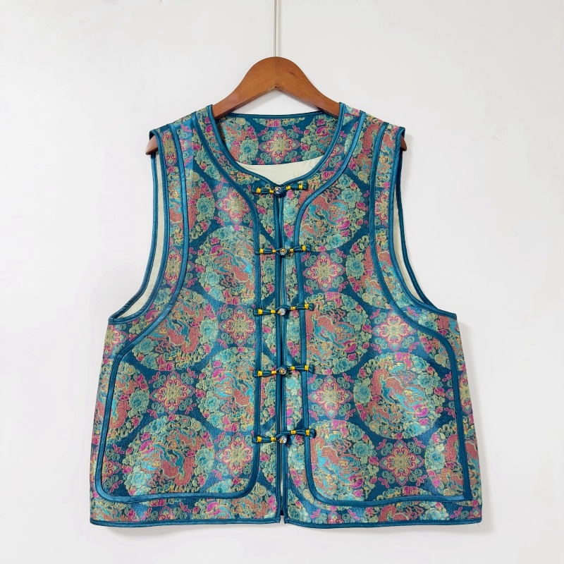 新中式宋锦减龄炸街国风马甲女上衣时尚气质百搭宽松款式背心马夹