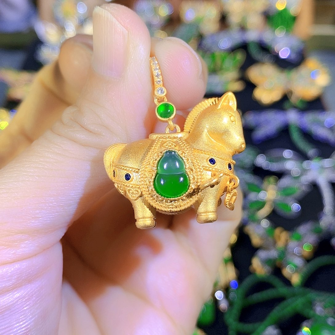 吊坠(不含链)银S925镶嵌翡翠