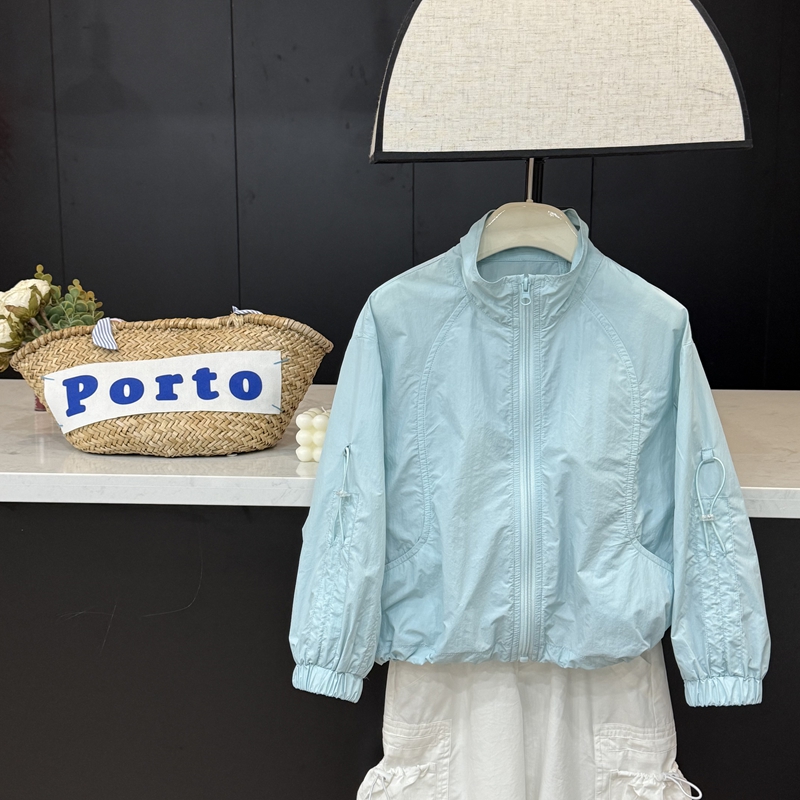 现货leomama【活力氛围】女童纯色百搭洋气外套夏季简约休闲防晒衫