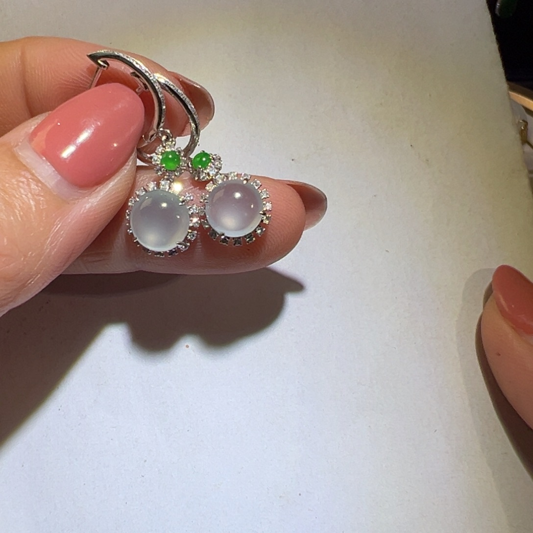 翡翠颈饰18K金镶嵌耳环